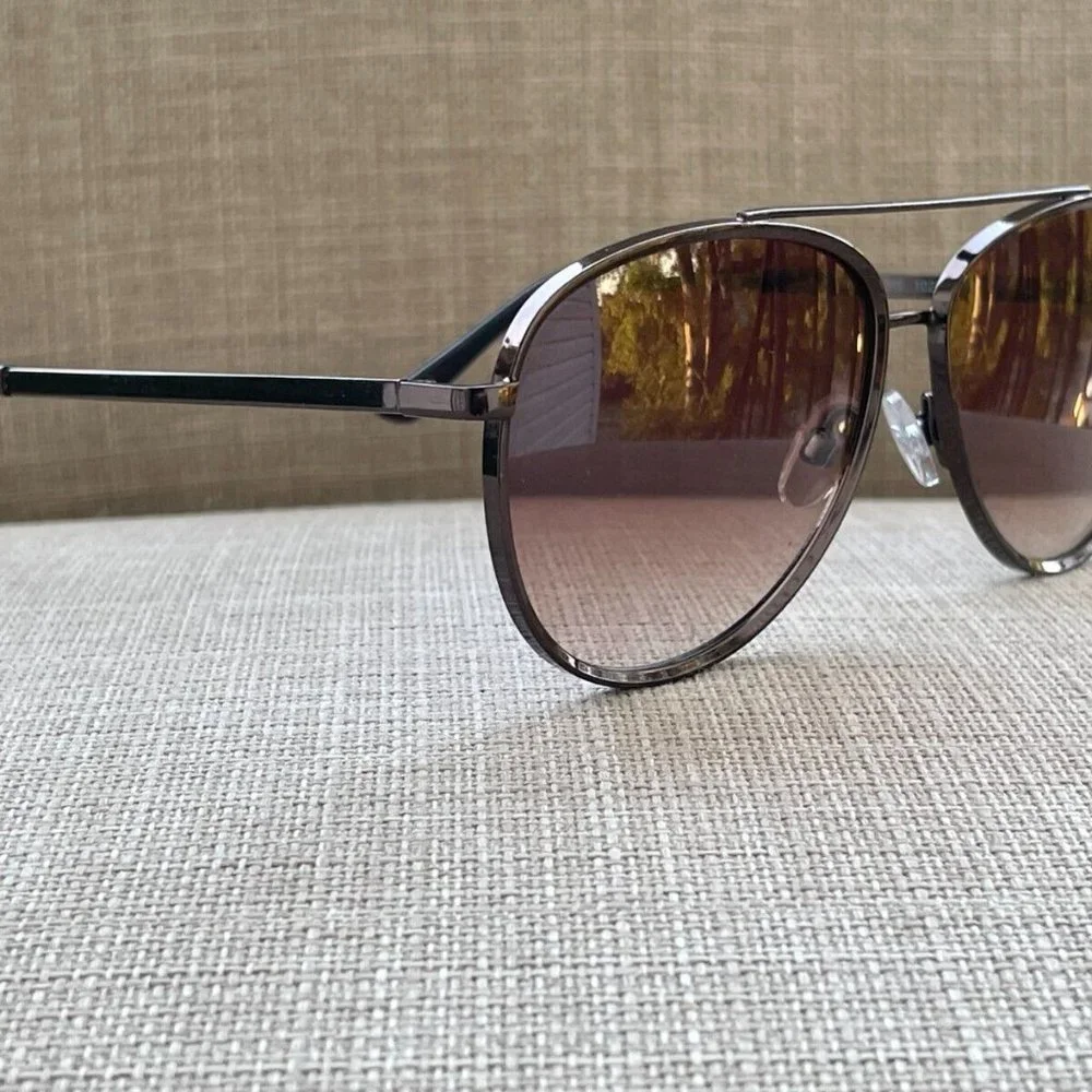 Foster Grant Men Sunglasses Polarized Eye Wear Dark Brown Metal Frame Read Desc